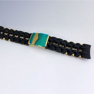 Genuine Invicta Sea Spider Black Polyurethane & Gold Plated Pin Watch Band